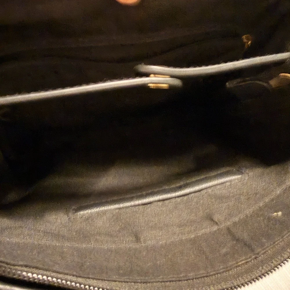Classic Black Faux Leather Backpack with Gold Accents